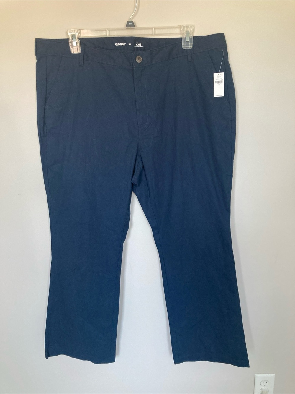 New Old Navy Womens Pants Blue 20 Flare High Rise Adjustable Waist Cotton Blend